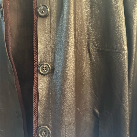 Leather Jacket Rozae Nichols chocolate brown , unlined with Tulle detail - Picture 7 of 7